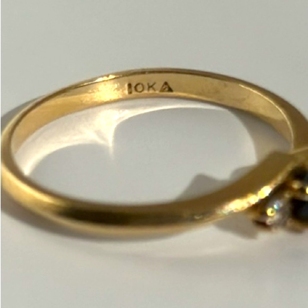 10k real solid gold real Diamonds and real blue topaz size 6 - Picture 4 of 7